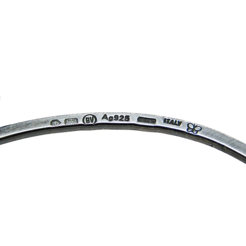 Pre-Owned Bottega (Good) Silver 925 Intrecciato Bangle Veneta Plate Silver