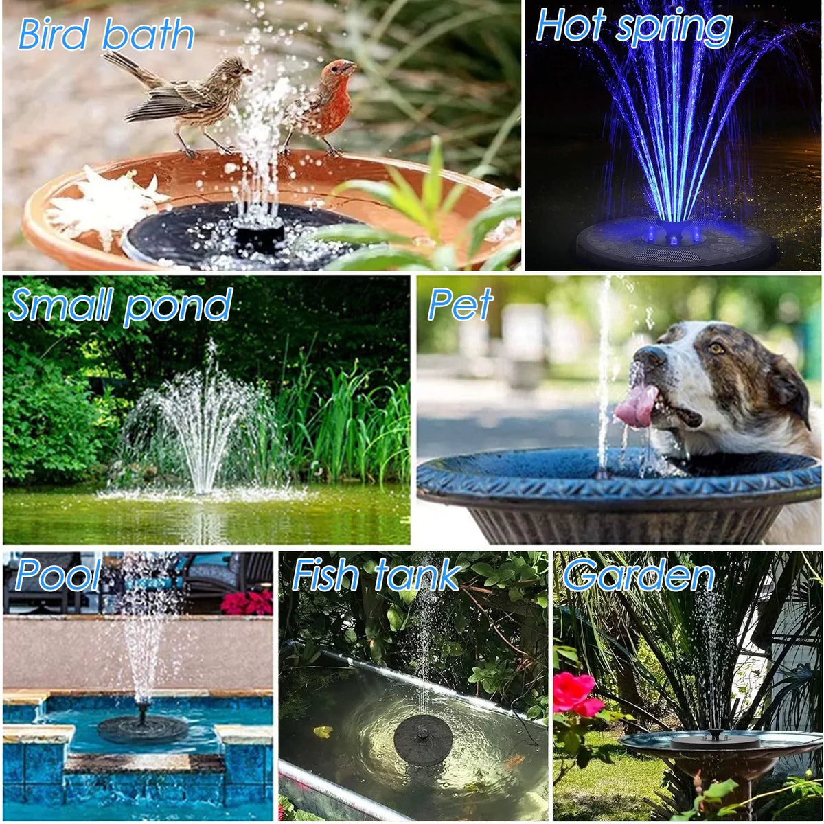 Bath Spray 3W, Pump for Pool Fountain Shinysix Patterns Fountain Solar Bird with Pond 7 Garden