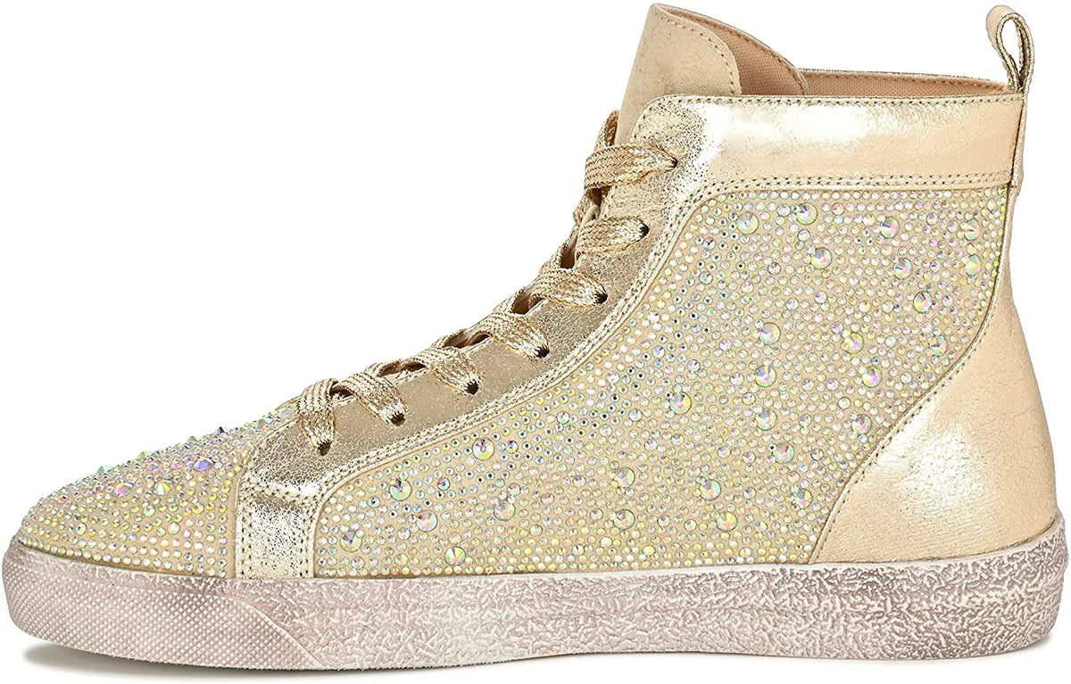 High Rhinestones Union 9 Ninety Foxy Top Fashion Sneaker Athletic with Gold