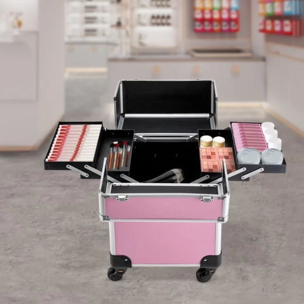 Case Trolley Extendable Train Box Space Makeup Storage Cosmetic Large Rolling