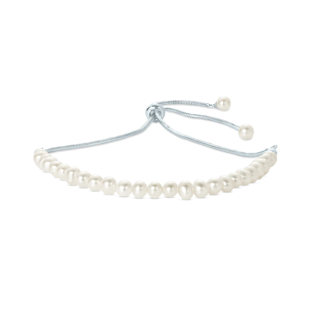 Gemistry Silver Sterling Bracelet for in Cultured Pearl Freshwater Slider 925 Adjustable White Women