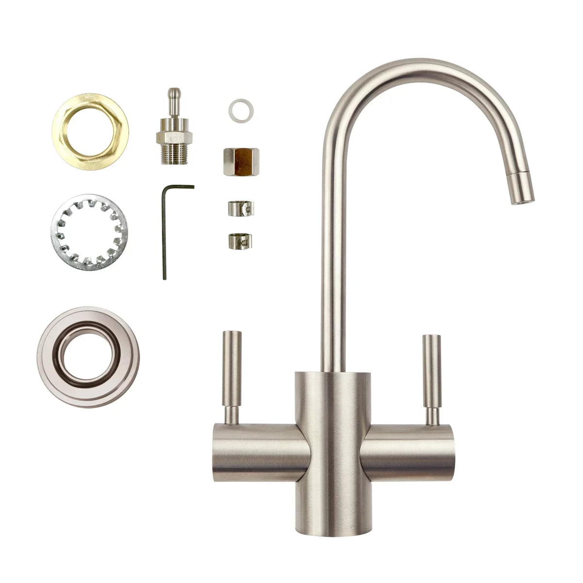 Nickel Osmosis and liquid Dispenser 2-Handle APEC in Instant Faucet Brushed Drinking Westbrook Reverse Hot Cold