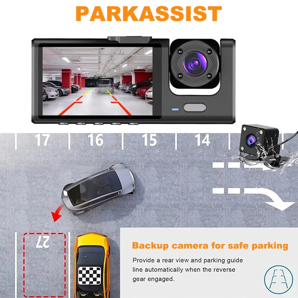 Auto Camcorder, 3 Video Safety Car Cameras, with Dash Driving Nebublu Recorder Recording Camera