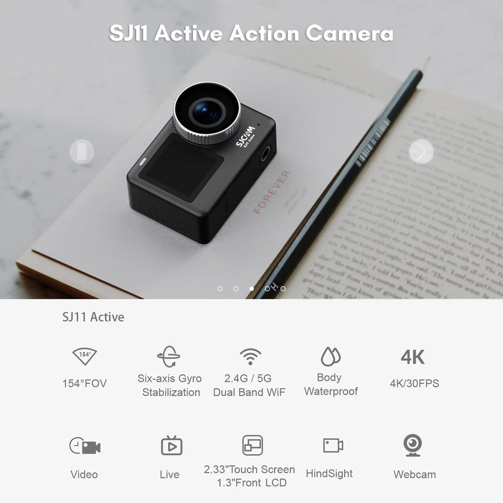 Camera Waterproof Support Streaming 20MP Portable Dual Yabuy Camera Case -shaking Adapters Camera Action Action Live Waterproof SJ11Active Screen with