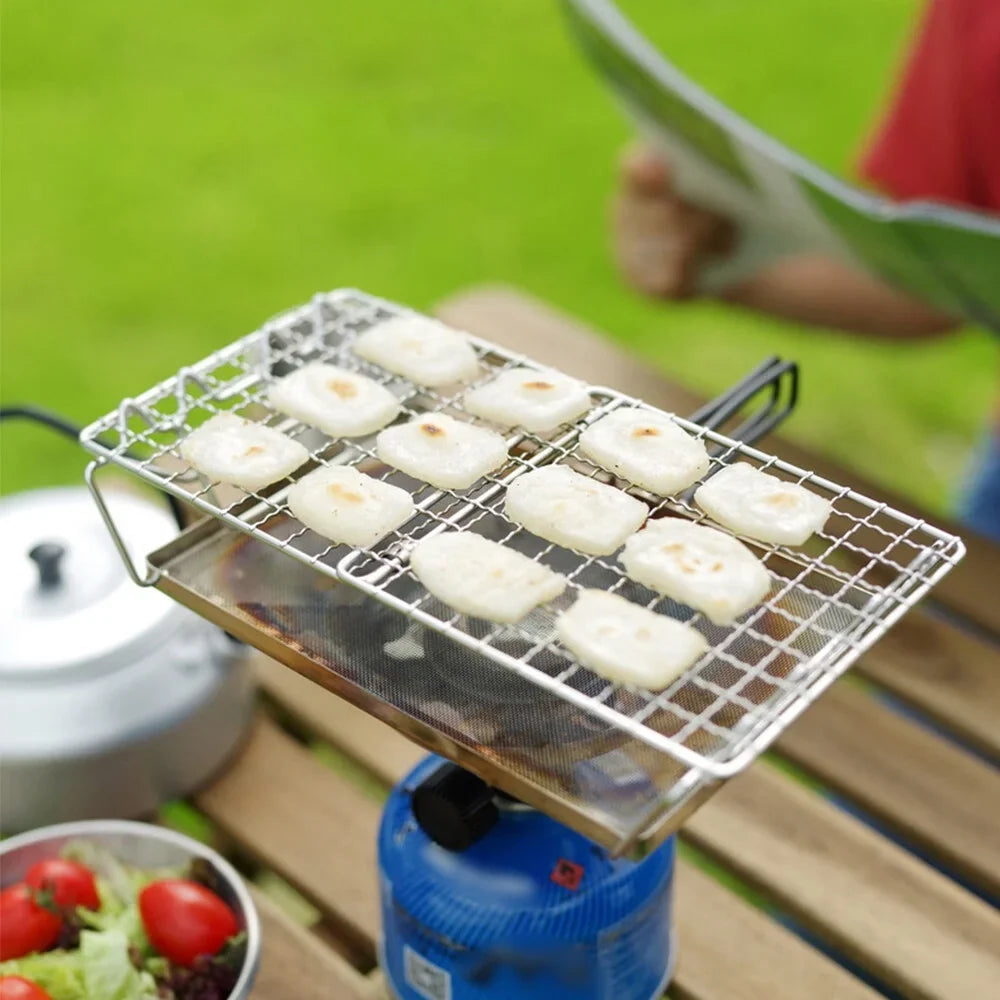 Stove Steel FlyFlise Picnic Toaster for Camp Folding Bread Toaster Backpacking Stainless Camping Rack