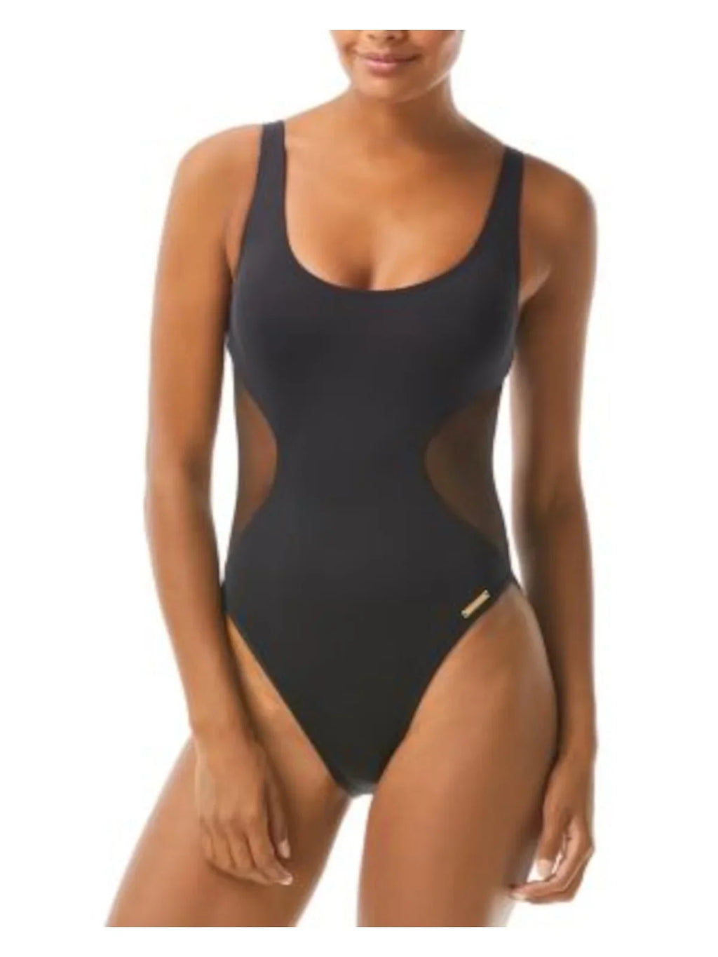 Piece Cutout One Moderate Black Scoop Neck Lined SWIM CAMUTO Mesh Stretch Coverage 4 VINCE Swimsuit Women's
