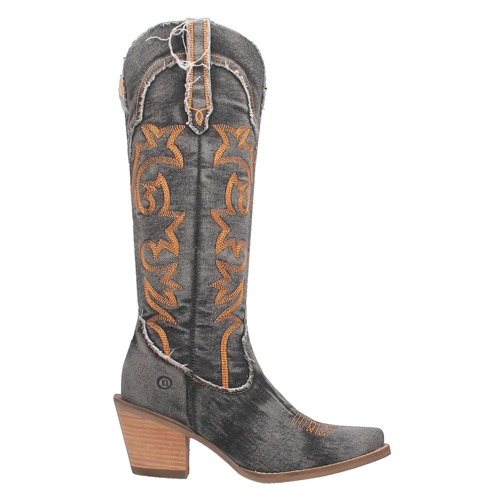 Heel Snip Casual Boots Knee Toe Mid Tornado 2-3" Womens Dingo Texas High