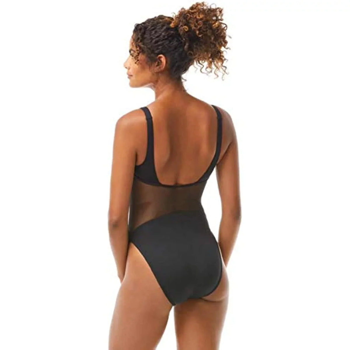 Piece Cutout One Moderate Black Scoop Neck Lined SWIM CAMUTO Mesh Stretch Coverage 4 VINCE Swimsuit Women's