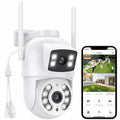 Lens Audio Linkage, TOPVISION 50M Lens Color Smart Camera Night Human IP66 6MP exterior Dual Camera PTZ Dual 2.4GHz Tracking Security exterior, Waterproof Detection, WiFi Two-Way with Vision Auto