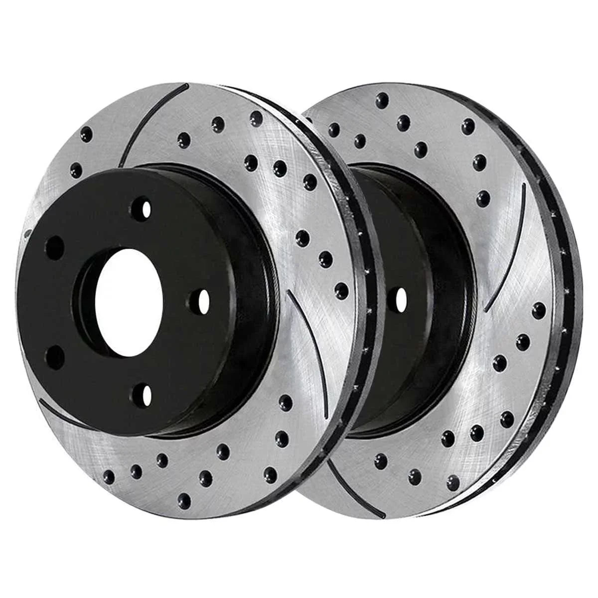 and Driver 2007-2010 Dodge Front 2008-2017 Mitsubishi 2 Caliber Slotted Brake Black FWD 2011 1.8L Passenger 2.4L of 2012 2.0L Rotors AWD Lancer for Drilled Pair AutoShack Replacement PR63039LR Side
