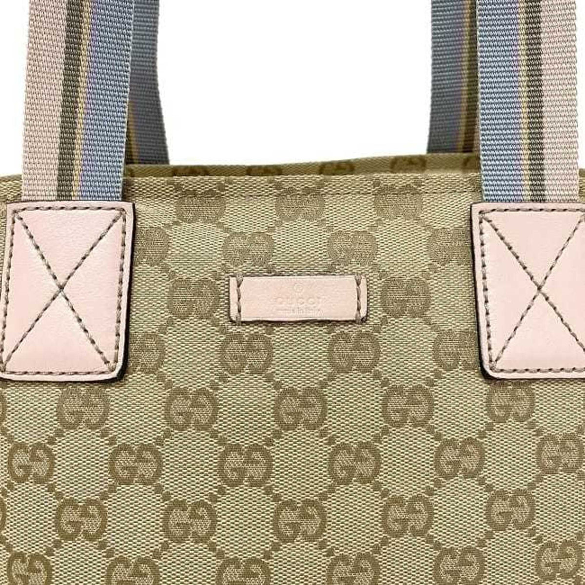 (Good) Pink Tote Blue Women's Beige 131228 Pastel Handbag GG Canvas Pre-Owned Leather Bag