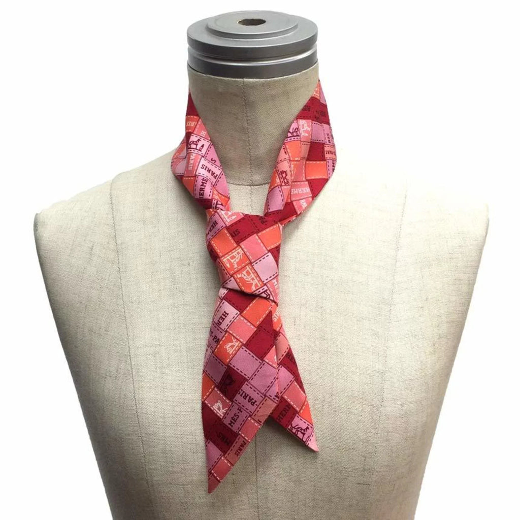 Bolduc Twilly 100% Muffler au HERMES Pink New) Carre Silk Pre-Owned 2019 (Like aq7360 Check Hermes Scarf