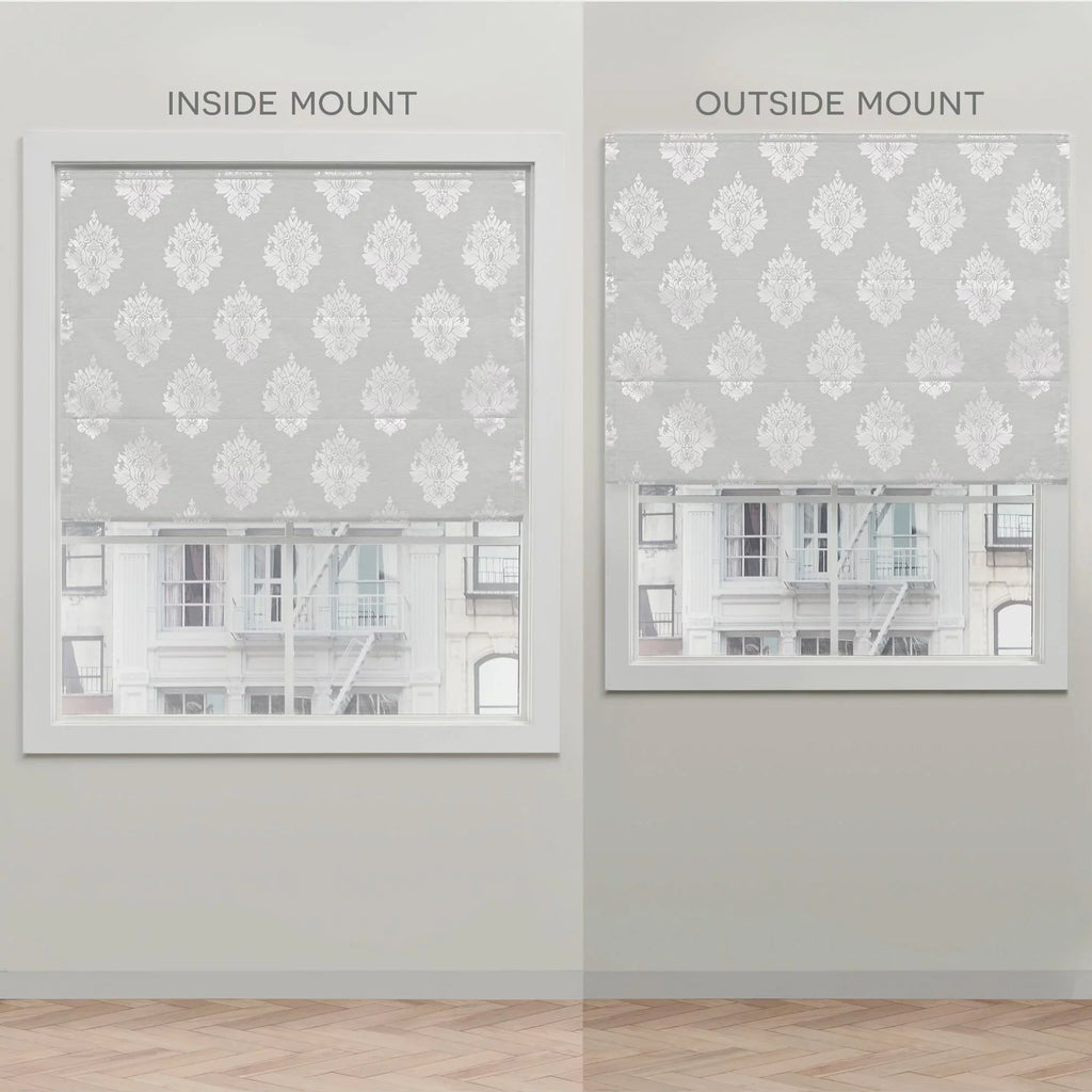 Damask Marseilles 100% Silver Shade, Blackout Roman 34"x64", Home Exclusive
