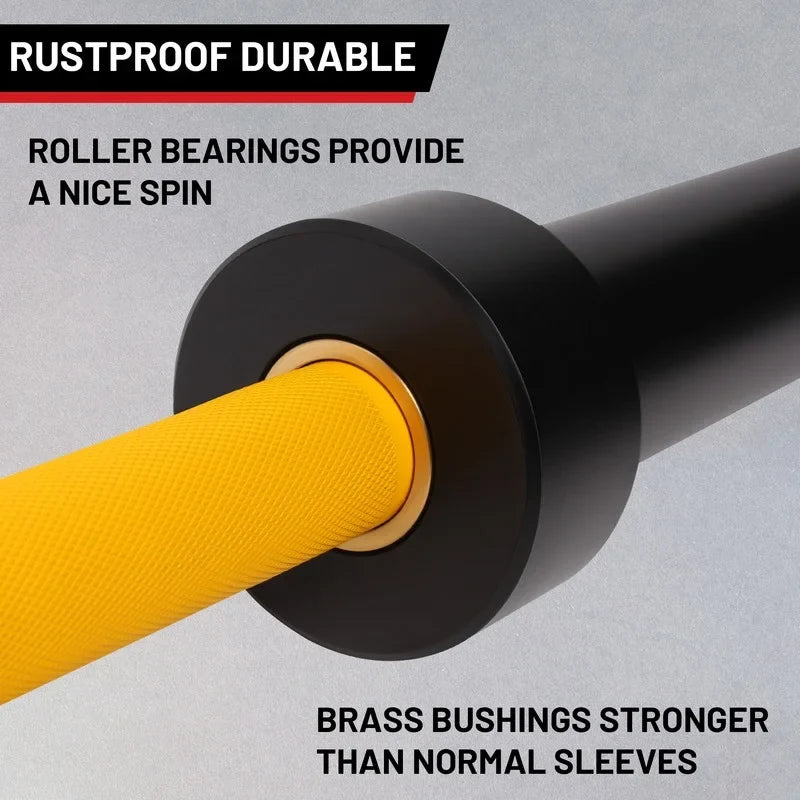 Weights Barbells,1000 Barbell Solid POUND Lifting Power Hard Lifting Chrome Olympic Chrome Bar Yellow