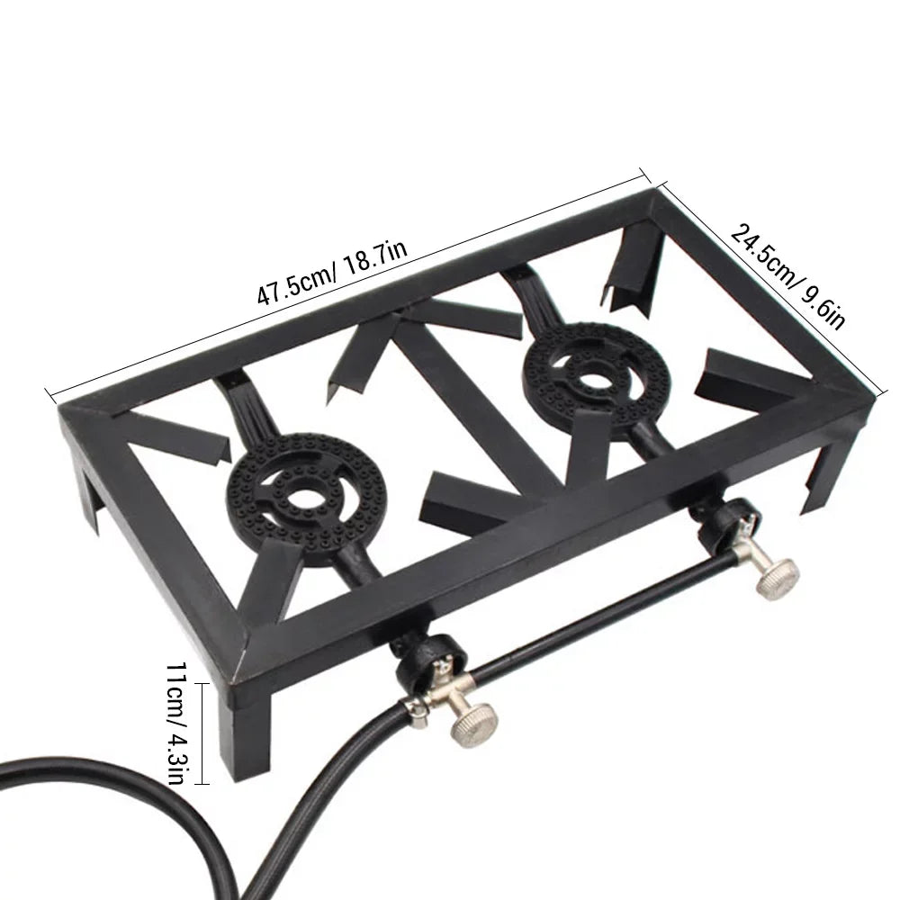 Nebublu for Camping Iron Stove Propane Gas Cooking Cast Double BBQ Patio Standard) (