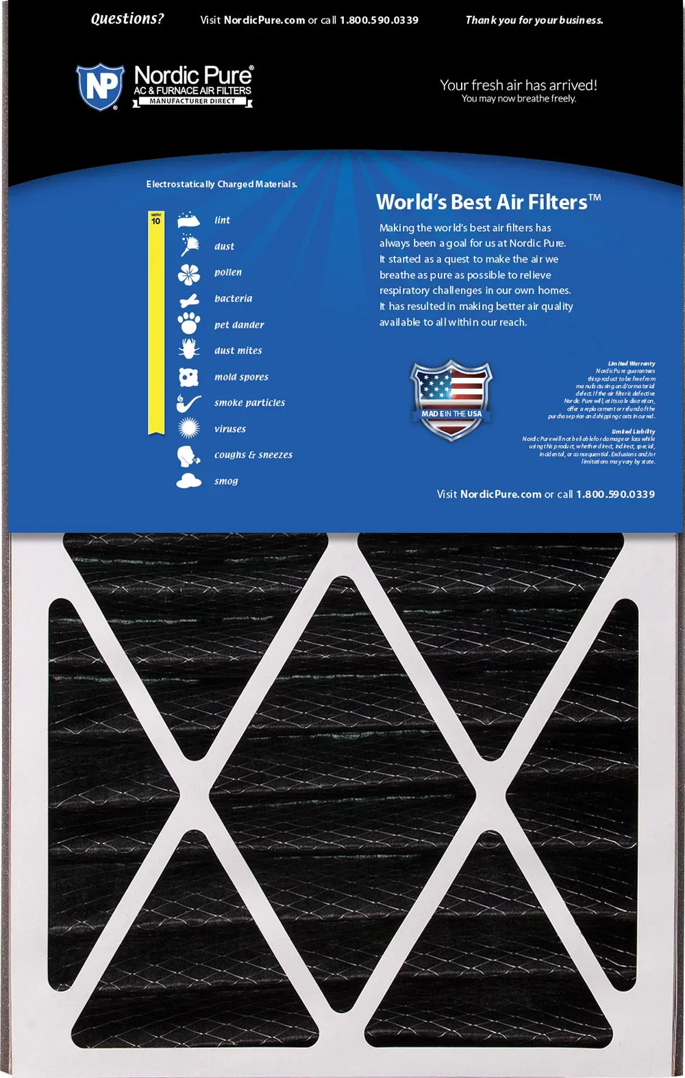 Carbon Plus 16x25x3 3 10 Pack Filter Air Replacement Cub Bear Air MERV Pleated