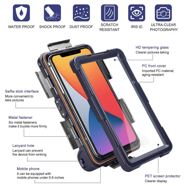 for Swimming Camon UrbanX 6.9 iACE2X Up Case Protective Surfing Snorkeling Diving to all Lanyard Video Photo Waterproof Underwater Tecno Housing [15m/50ft] And LCD Phones with Inch Professional