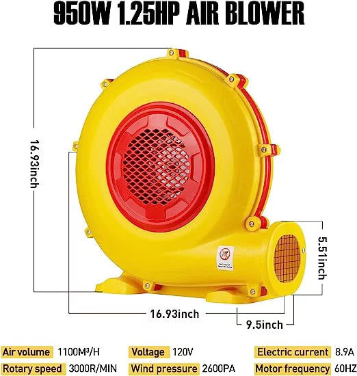 Bounce Inflatable Commercial Bouncy Castle Screen, Booth, Pump Air Blower, Inflatable Paint Inflatable Inflatable for House, Jumper, Movie Bouncer Perfect Fan 950W Blower,