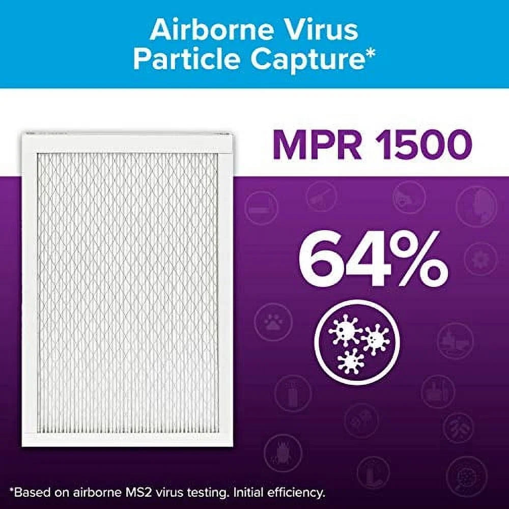 Air Filter, 20x24x1, 1500, MPR Allergen, Filtrate Furnace Living Ultra 6-Pack AC Healthy