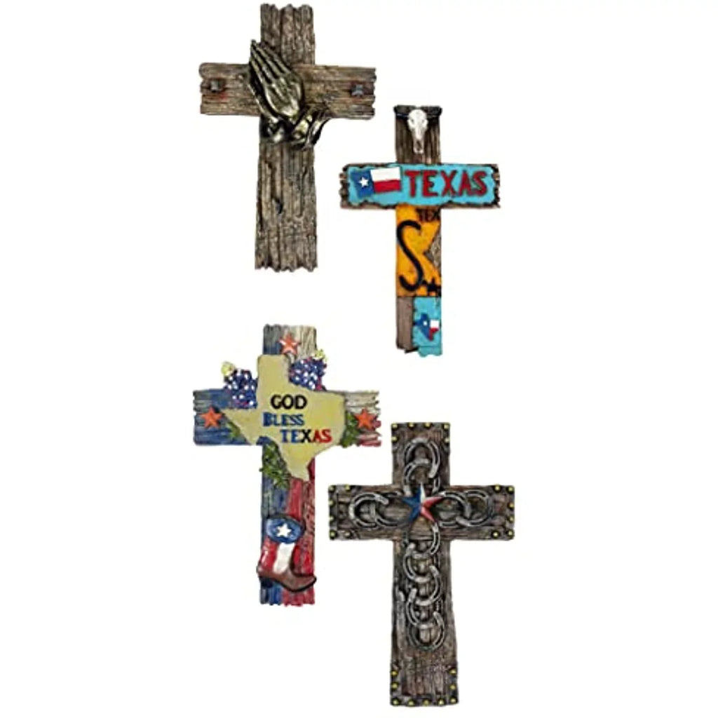 Western Flag Wall Home Inch Cross Cross Office Decor Urbalabs Distressed Texas Bless Decoration Wall and Room 11.5 Cowboy Boot Rustic Church Bluebonnets Country Hanging God Wall