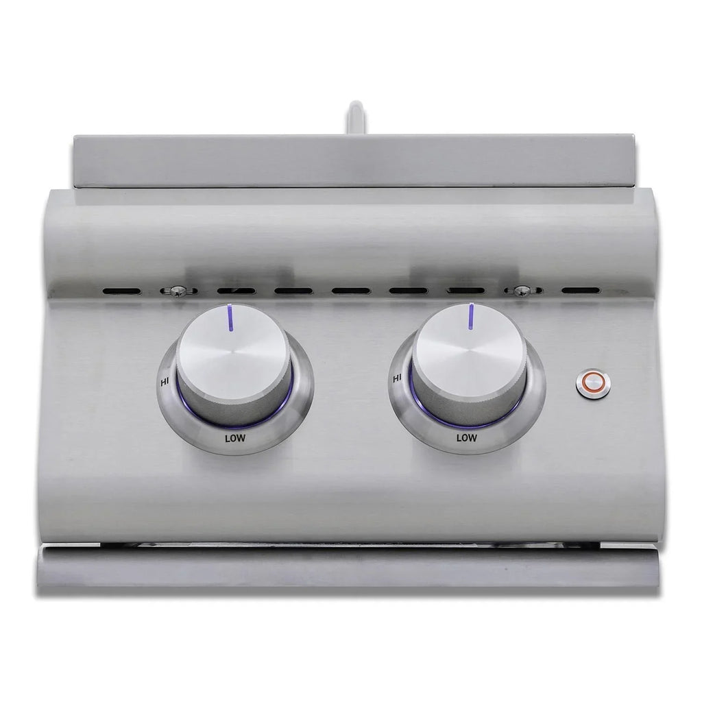 '- Burner Side BLZ-SB2-LTE3-NG Lid Blaze Natural Double Gas W/ Stainless Steel LTE+ Premium