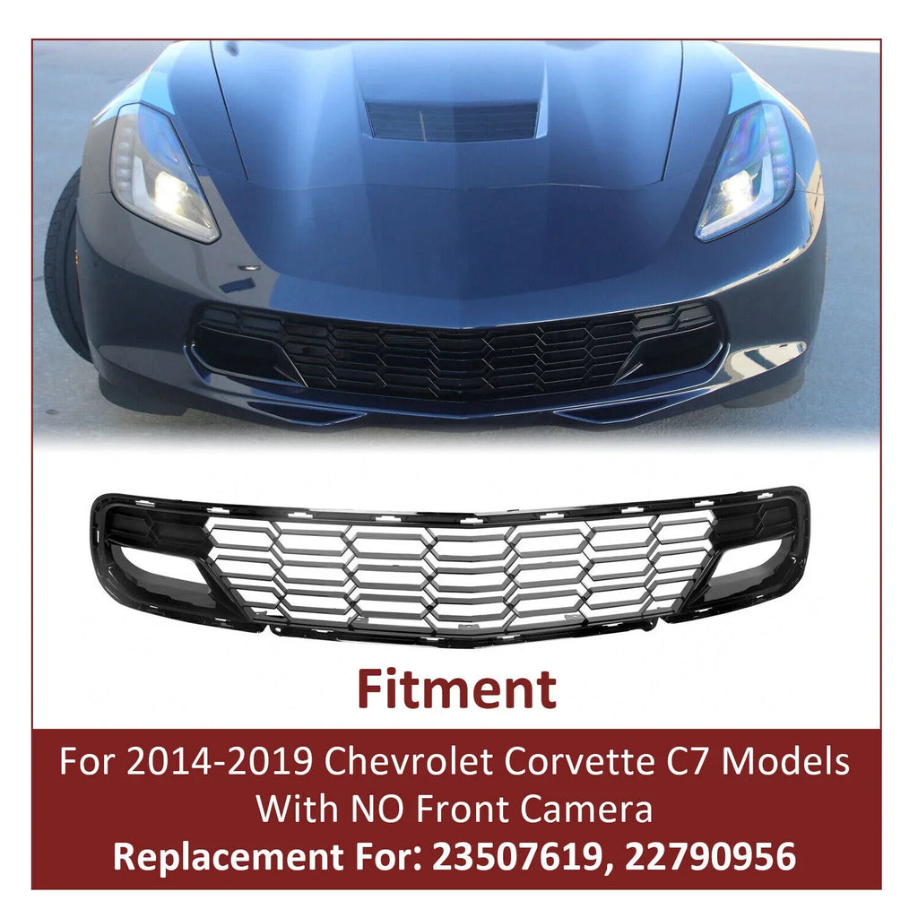 C7 Front Corvette Painted Cover Camera Bracket) Lower Kojem Z06 All Front Glossy Models (W/O design Black 2014-2019 Bumper Plastic Chevrolet Grille for
