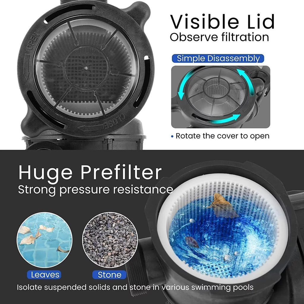 with Above Strainer 2.0hp Denest Pool Swimming and Inground/ Connectors Pump Ground Basket Hbp1500ⅱ 1500w
