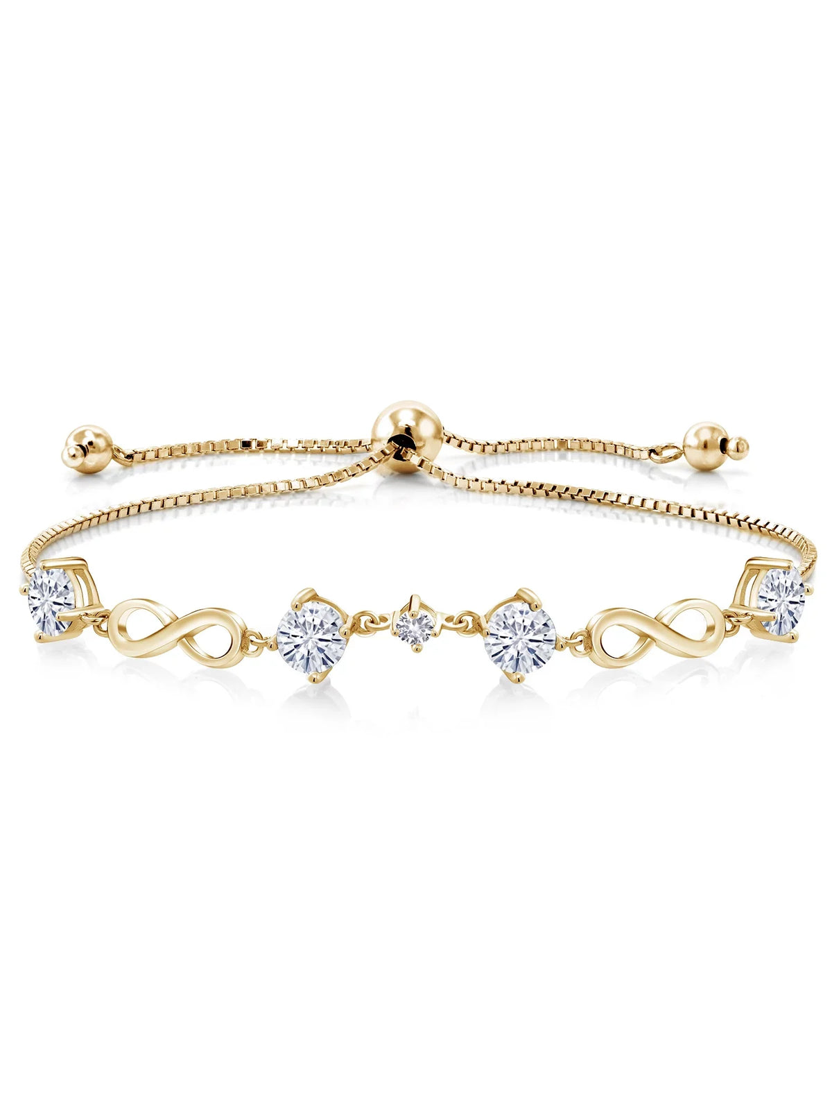 For Cttw) Yellow Created Sapphire 18K White Plated Gem Gold with King Women Moissanite Stone (2.05 Silver Set Bracelet