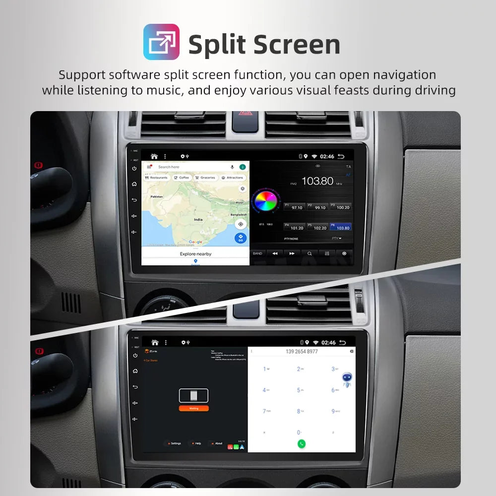 GPS 9 Link For Inch Android CarPlay Car Radio, Roinvou Stereo WiFi with Car Screen Mirror Sienna 2011-2014 Bluetooth Touch Radio 2+32G Support Android Auto Wireless
