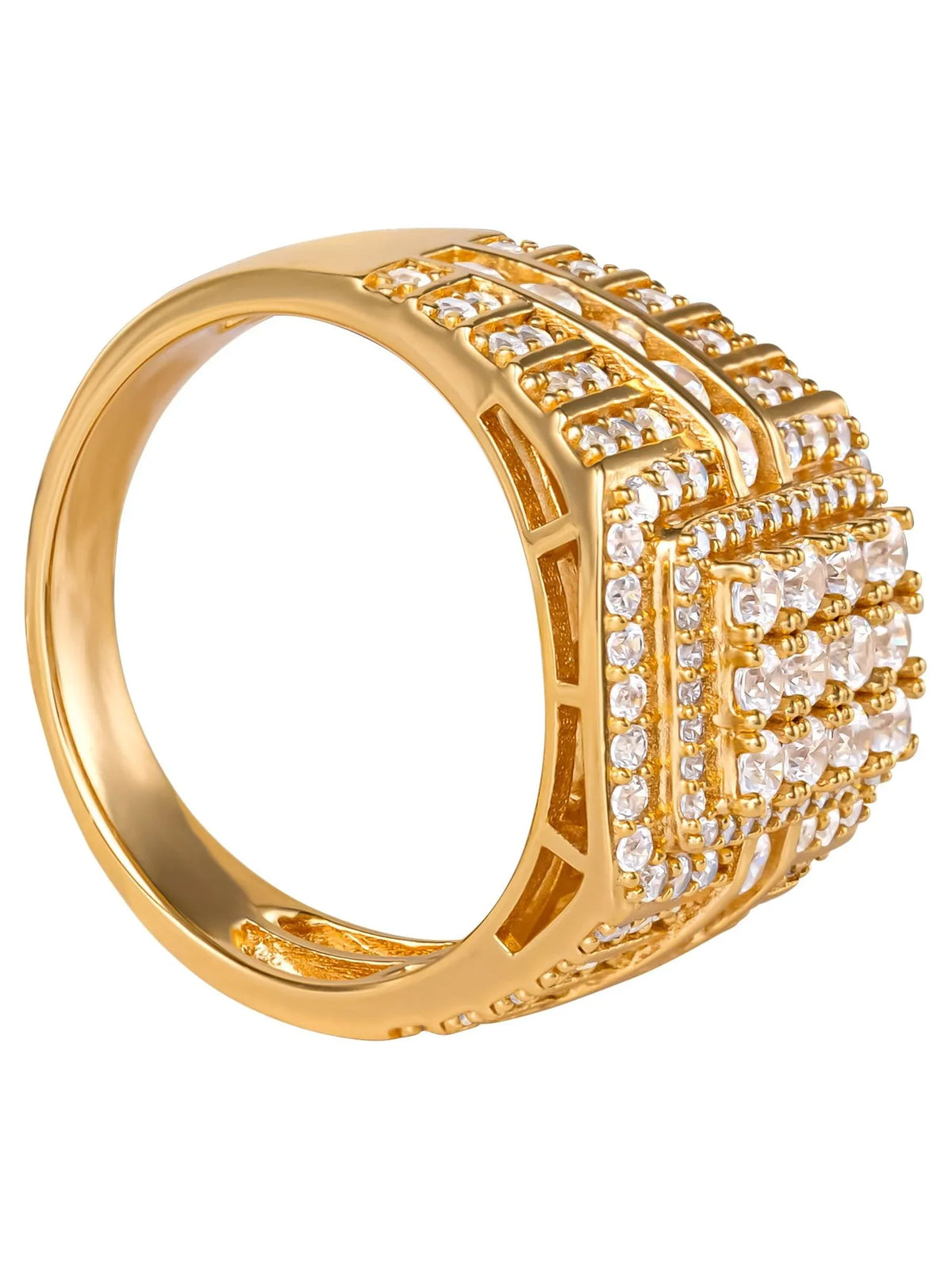 Diamond dimension Silver Men's Shaquille Sterling 10 Yellow Simulated Gold Ring, O'Neal Plated
