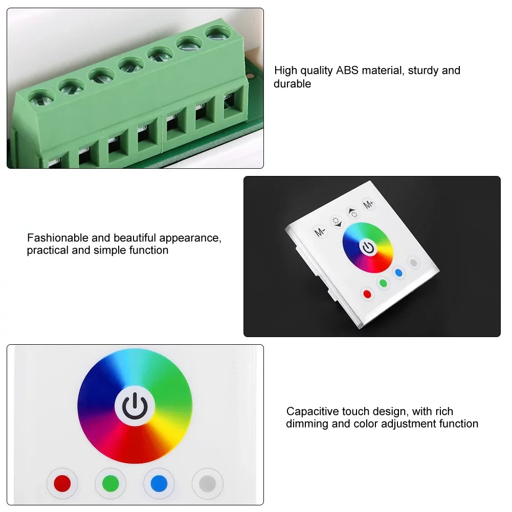 Wall RGBW Panel Touch Wincal Touch LED Strip LED Colorful Dimmer Controller Controller, Light(Black/White) Mounted Switch Touch for Wall-Mounted Panel Panel,