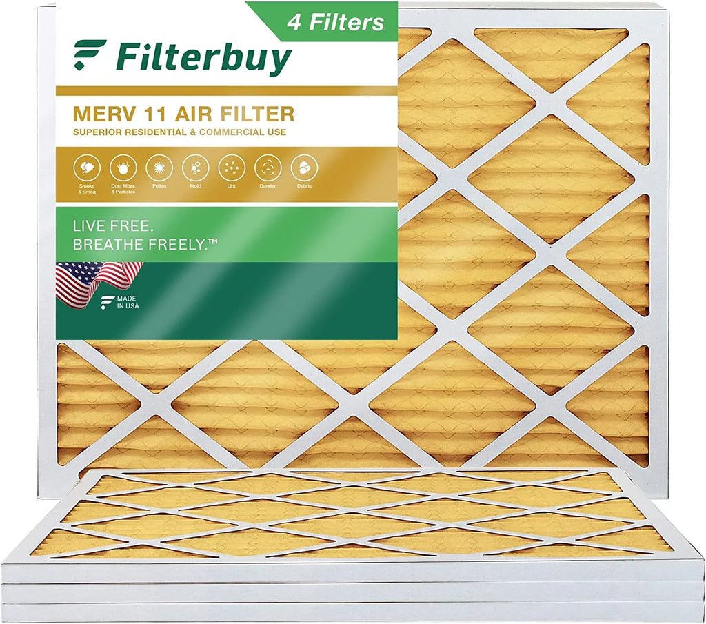 Furnace (4-Pack) HVAC AC 11 MERV Filters Pleated Air Filterbuy 12x16x1