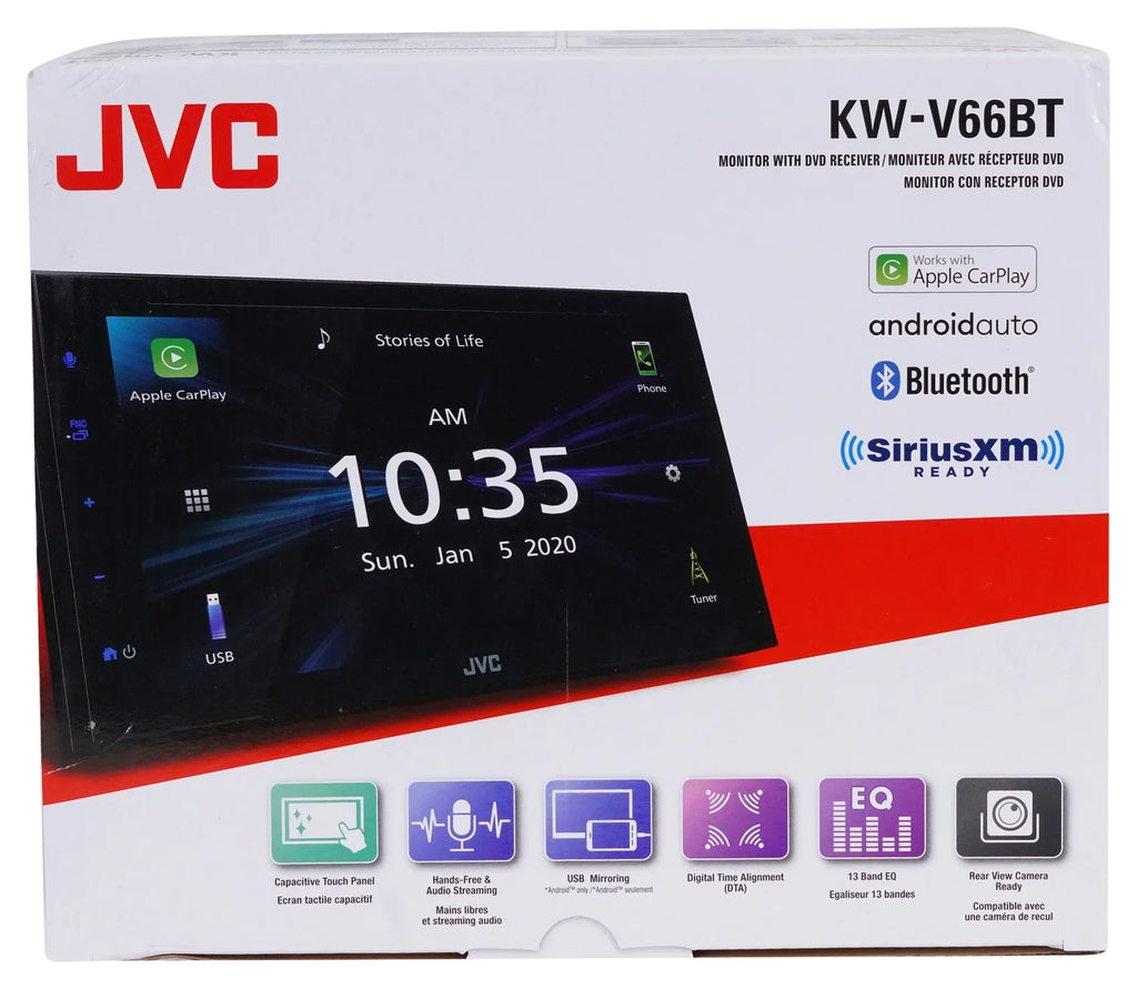 CD/DVD KW-V66BT 6.8" Bluetooth Player JVC Android Carplay Receiver+Camera