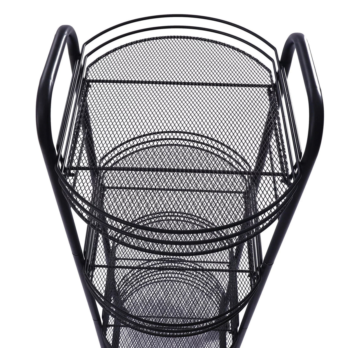 Rolling Cart, Organizer Storage Basket Carts Utility 4 Wheels, Cart, Trolley Metal Tier Art with Storage Black Kitchen
