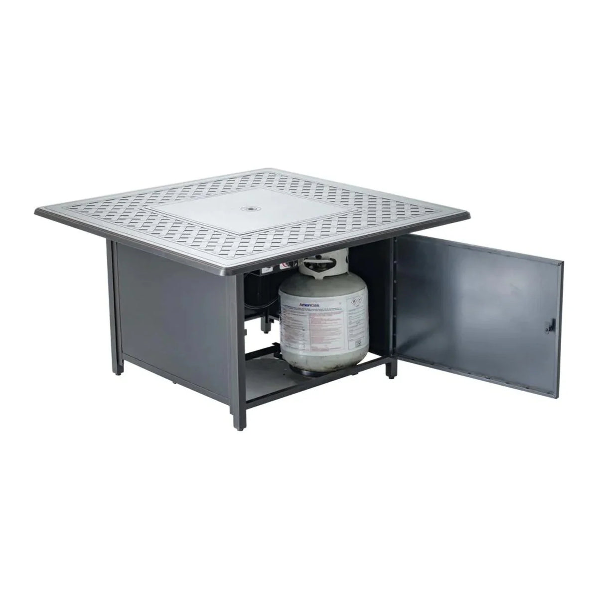 Gray Topaz Aluminum Fire Heron Alfresco Chat Home Gas Table in 42" Square Pit
