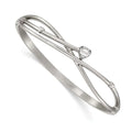 Stainless Polished Steel Primal Bangle CZ Hinged Steel Heart