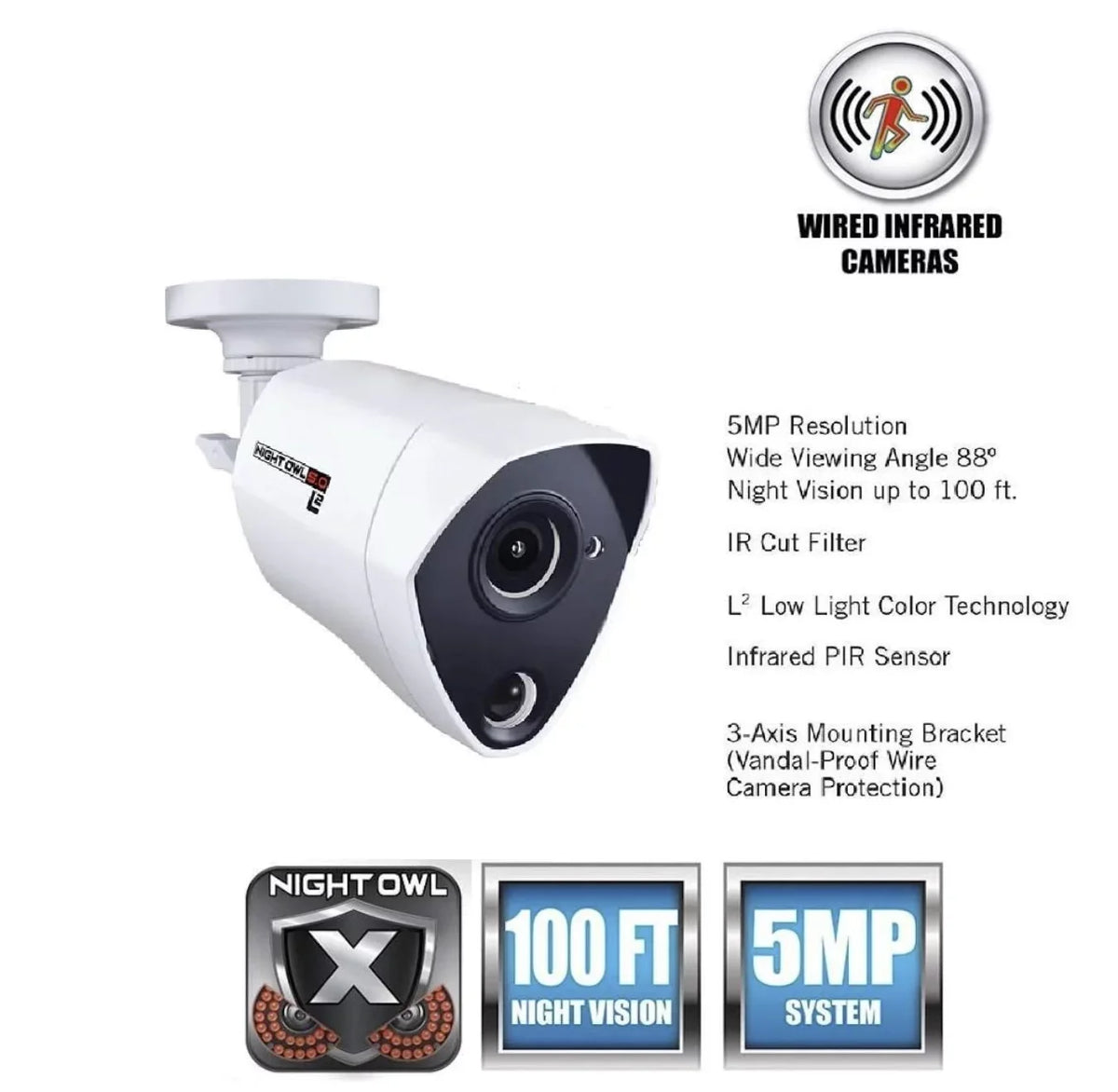 Open Bullet 5MP Night Camera Infrared CM-PXHD50NW-BU-JF White Box Wired Security Owl