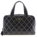 Wild (Fair) Mini Stitch Black Calf Handbag Ladies Pre-Owned A14692 Boston