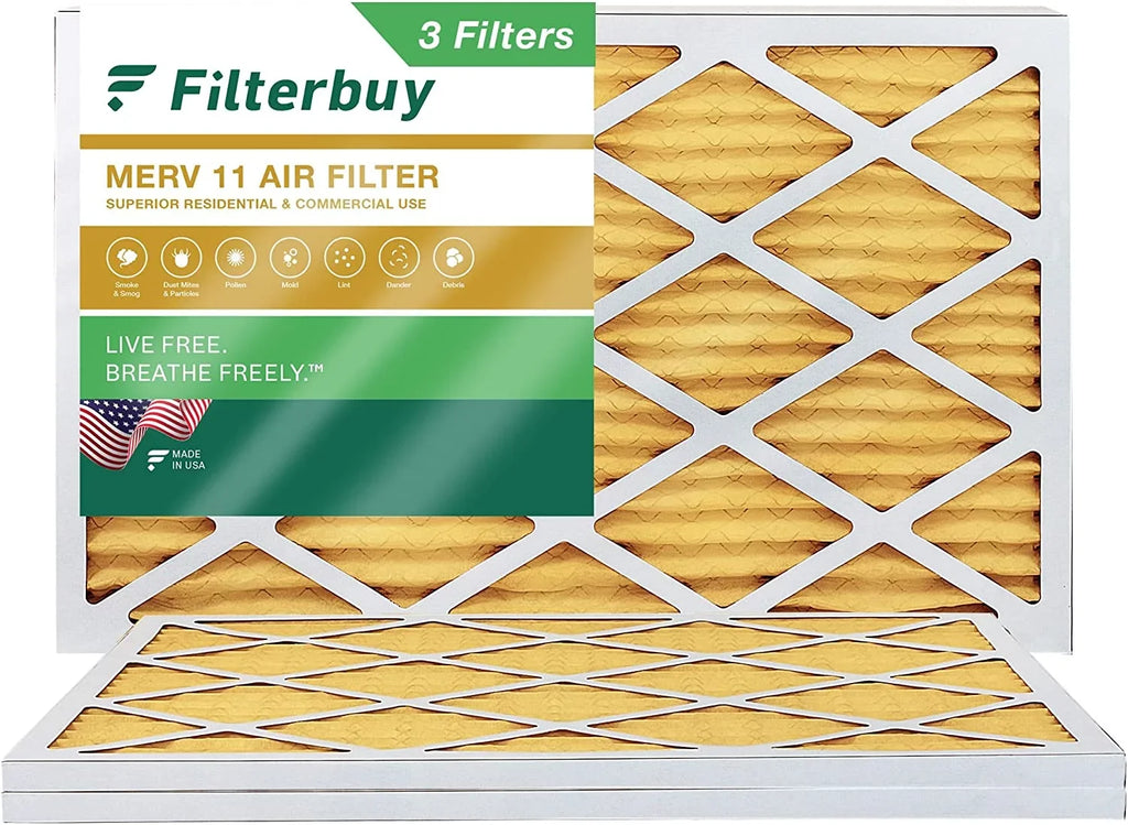 Pleated 11 Furnace Air 14x24x1 AC MERV Filters Filterbuy (3-Pack) HVAC