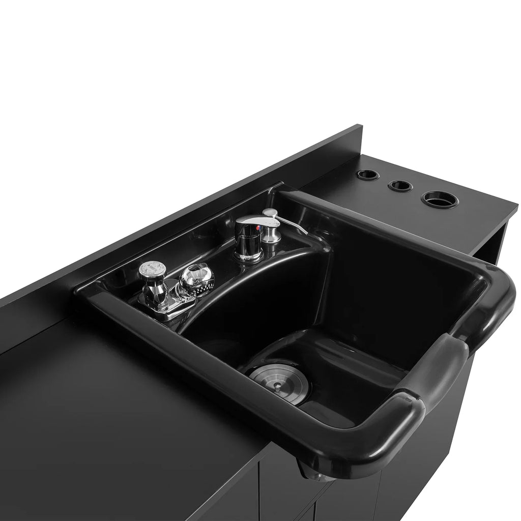 Station Sink with Artist Holes,P hand Shampoo Trap,Drawer(Black) Hair Beauty USB,Hair Salon Backwash Dryer