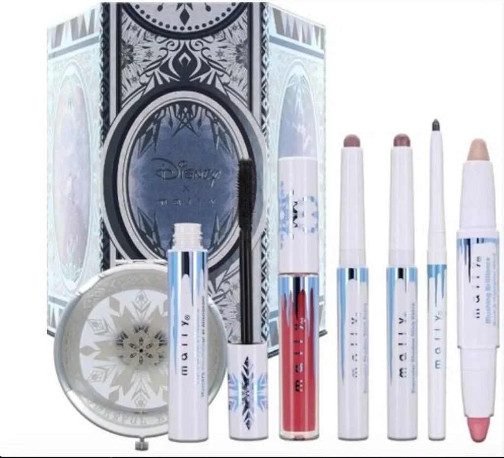Gloss, Mascara, Frozen Holiday Elsa 7-piece Mally Liner, Collection, Mirror Lip Compact Beauty Blush, Shadow Highlighter, Sticks, and Engraved Contains