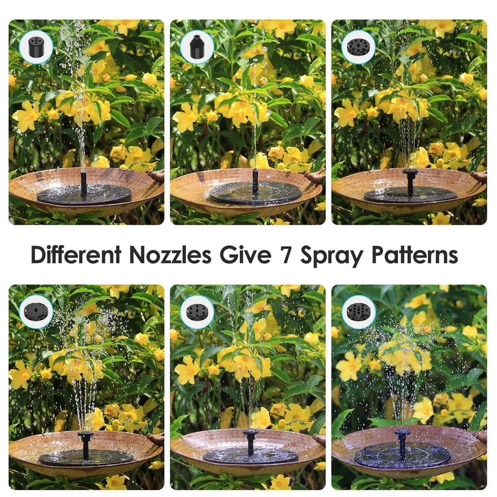 Bath Spray 3W, Pump for Pool Fountain Shinysix Patterns Fountain Solar Bird with Pond 7 Garden