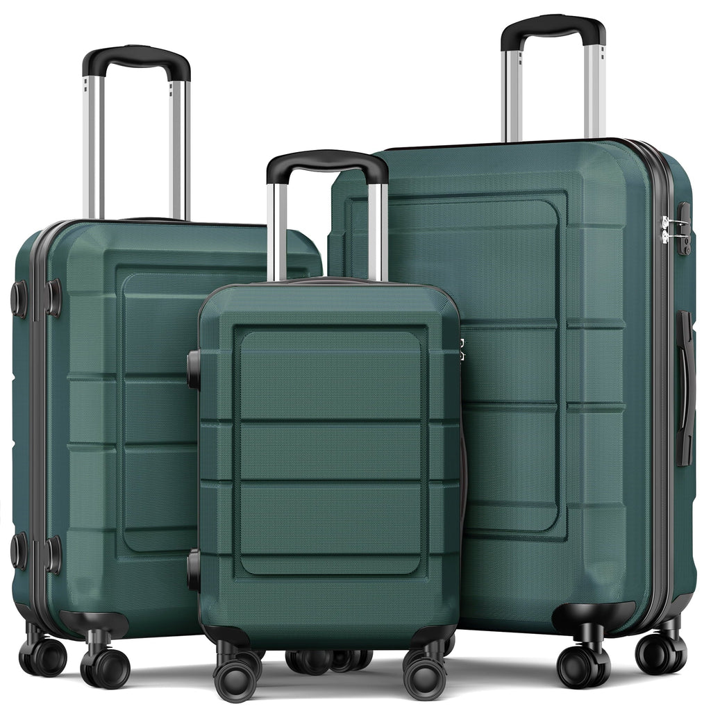 Suitcase Green 3 AEDILYS TSA Set, Hardside Sets, Piece Luggage Lock, ABS