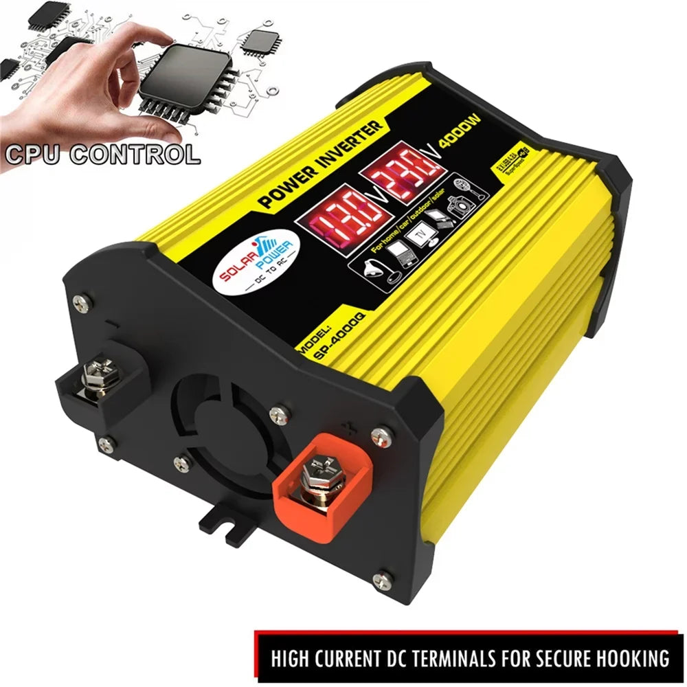 Power DC12Volt Display Inverter AC110220Volt SineWave Car To Gecheer Modified Inverter Inverters Portable Dual Inverters 4000W Transformer Auto USB