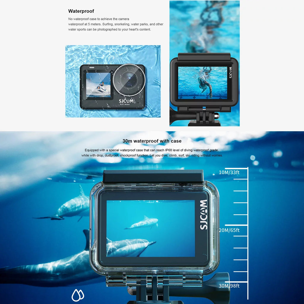 Camera Waterproof Support Streaming 20MP Portable Dual Yabuy Camera Case -shaking Adapters Camera Action Action Live Waterproof SJ11Active Screen with