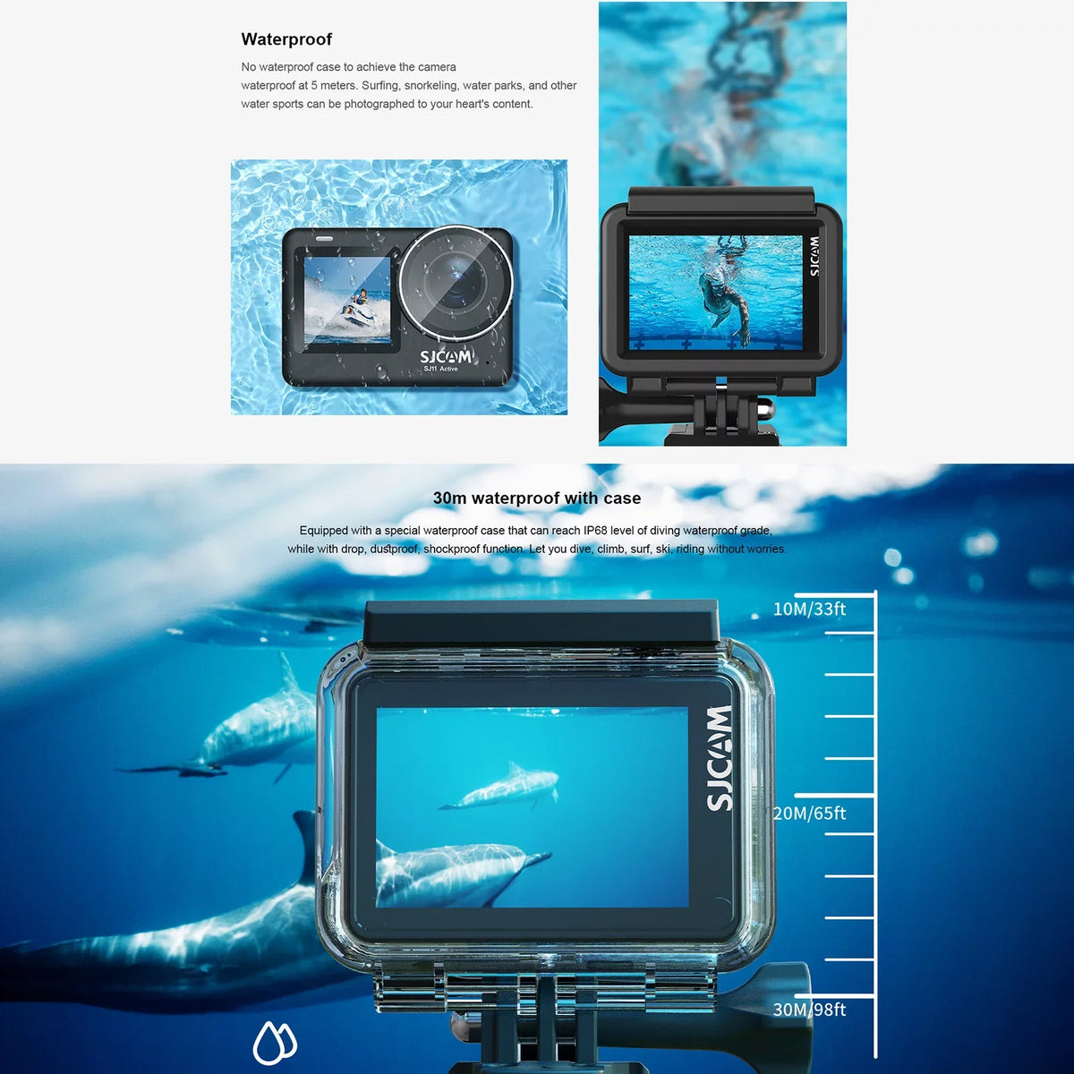 Camera Waterproof Support Streaming 20MP Portable Dual Yabuy Camera Case -shaking Adapters Camera Action Action Live Waterproof SJ11Active Screen with