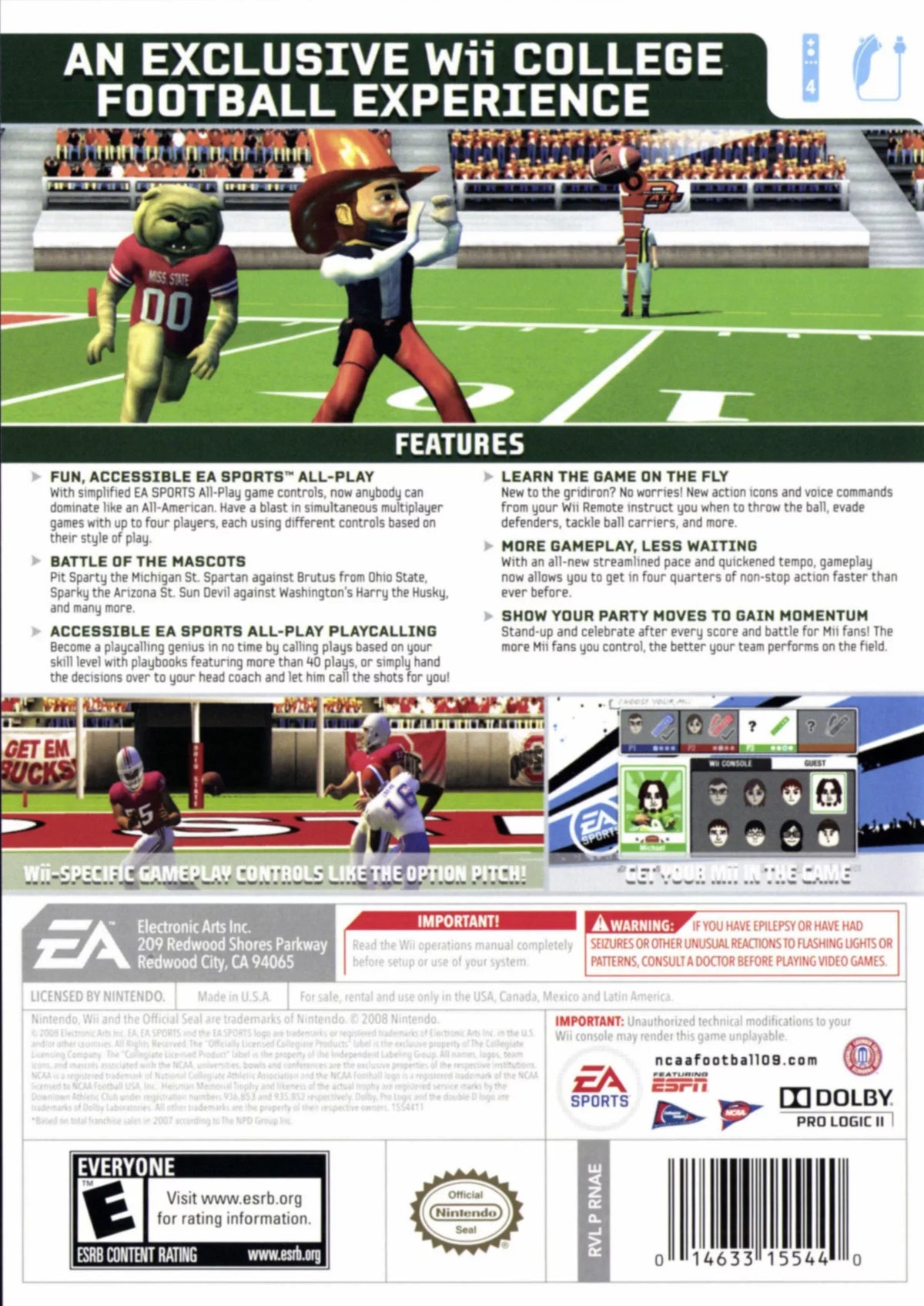 (Wii) 2009 Football NCAA
