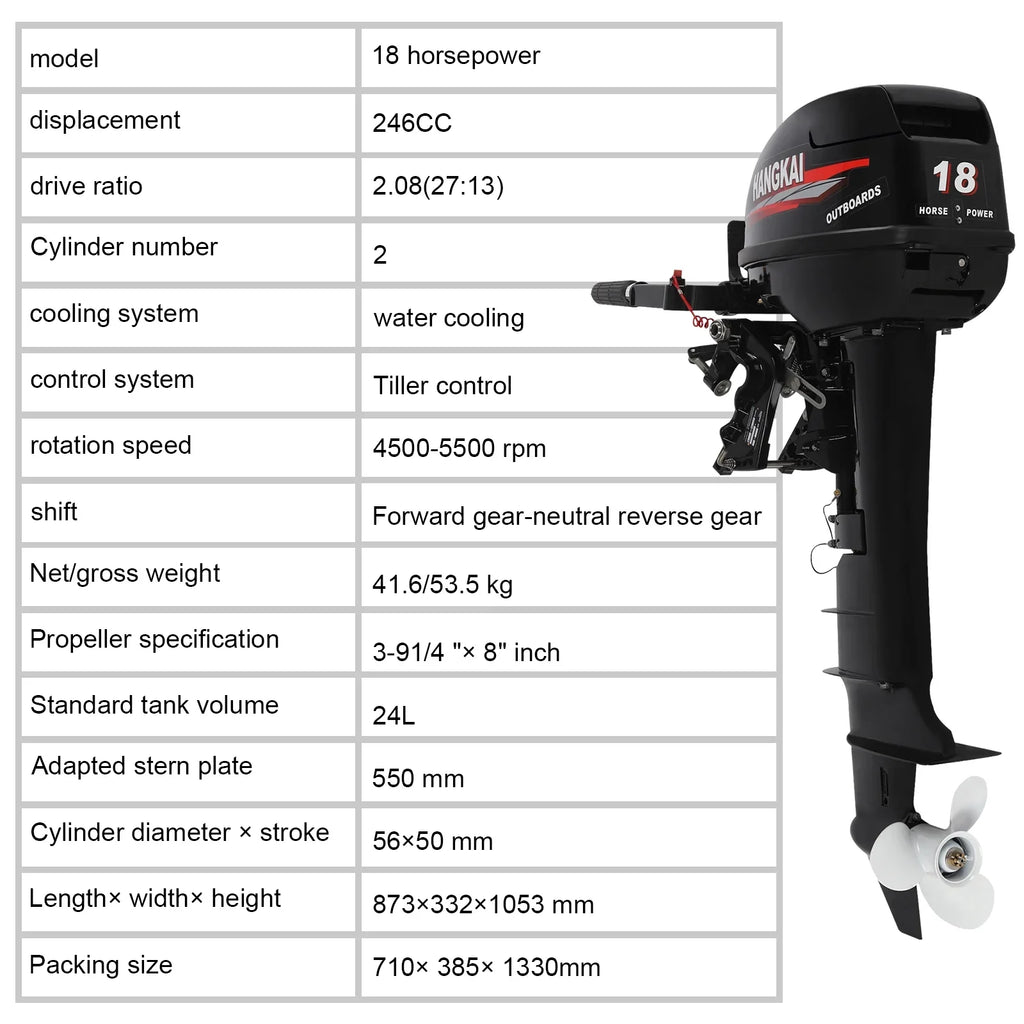 liquid Shaft HP System w/CDI 2 Boat Long Cooling 18 Aluminum Stroke Alloy Outboard Motor, Fishing Engine 246cc Wuzstar Motor Boat
