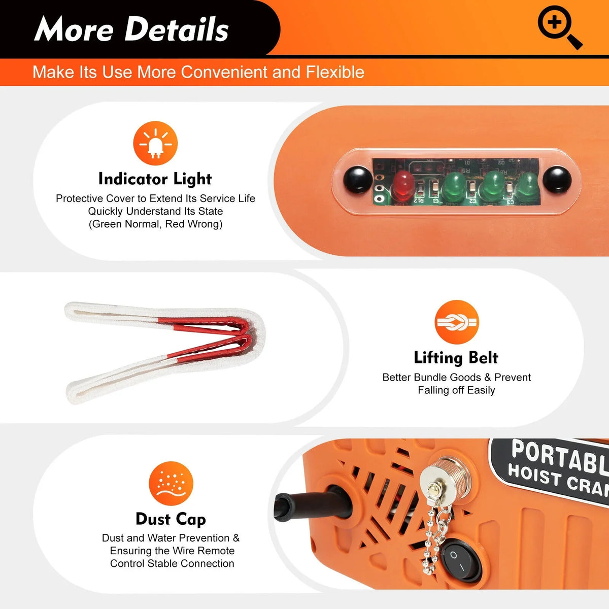 Winches Remote lbs Electric Hoist 300kg/660 Winch Lift Crane Portable W/ 3-in-1