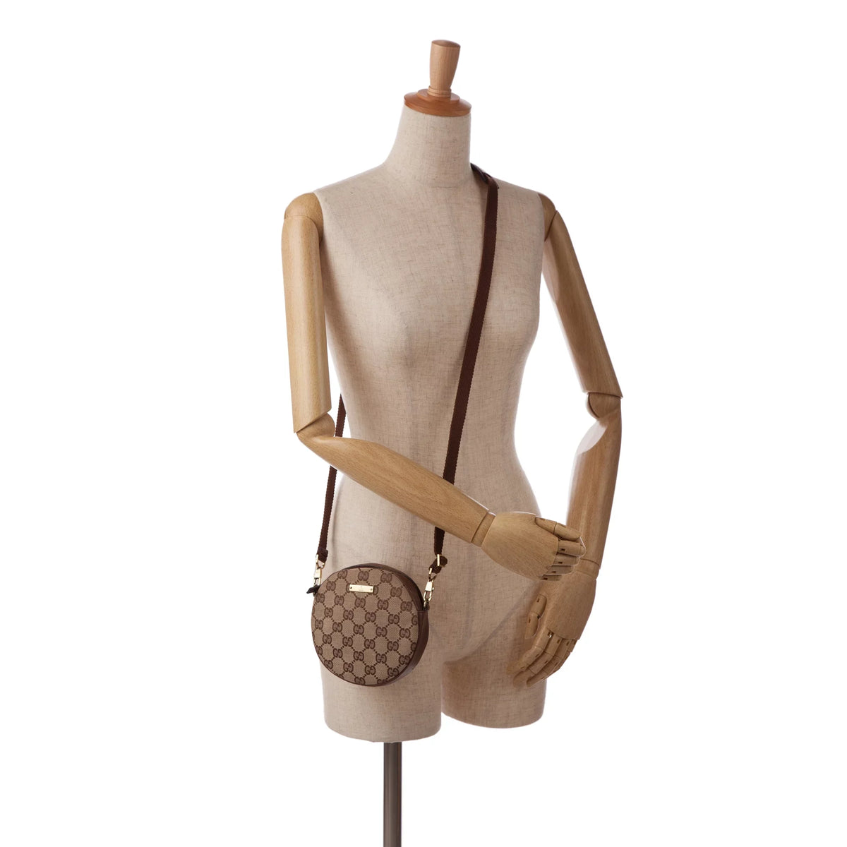 Unisex Crossbody Brown Pre-Owned Crossbody GG Bag Authenticated (Good) Fabric Canvas Round